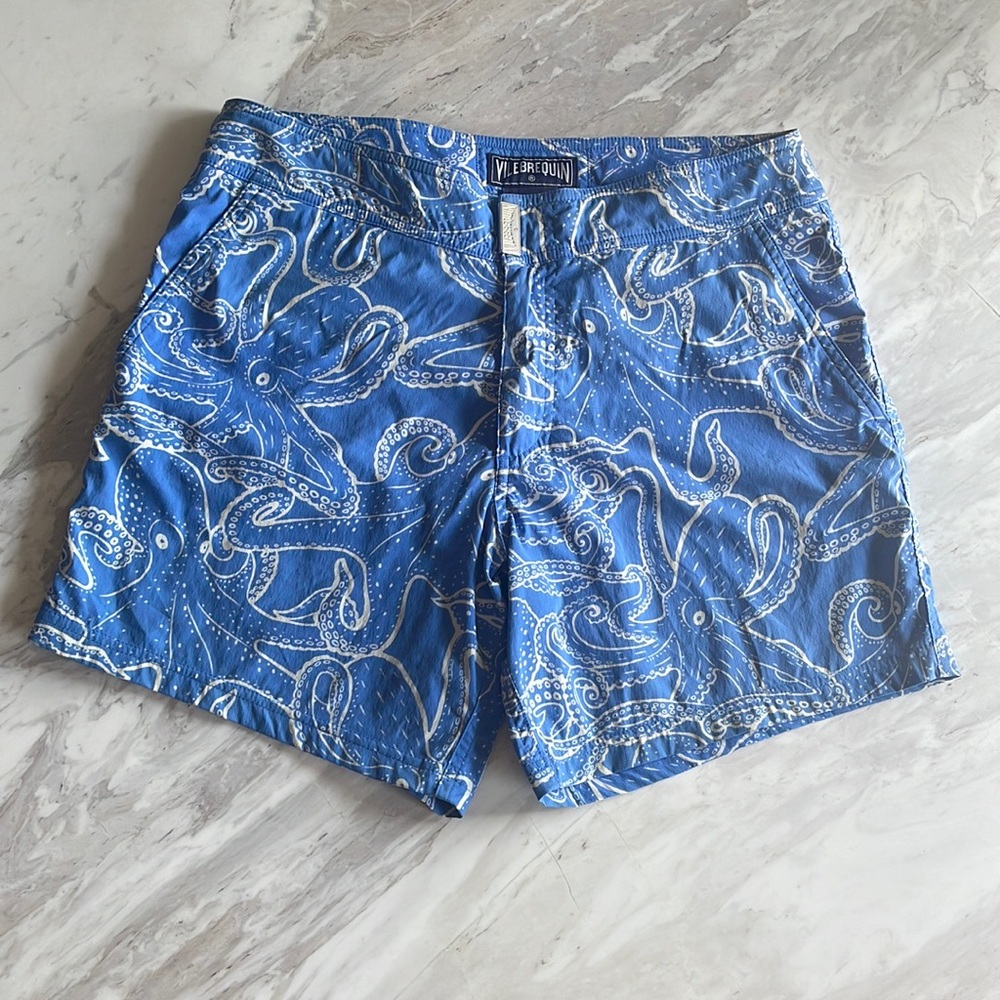 Vilbrequin Flat Belt Bathing Suit - Blue Octopus Print - Small